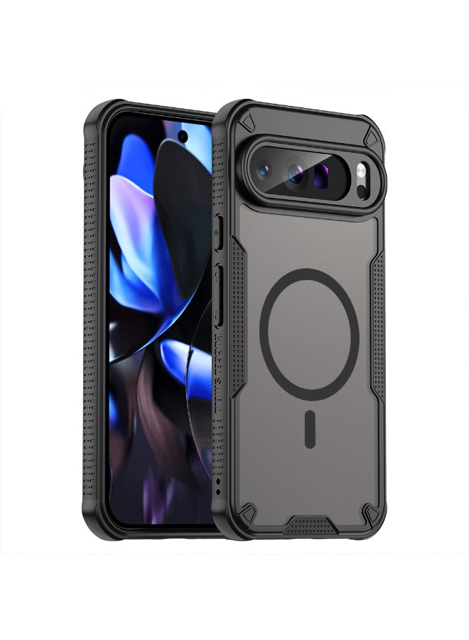 غطاء حمايه لهاتف جوجل بيكسل 9 برو جراب ارمور مغناطيسي ياتي بحواف مرتفعة حول الشاشة وعدسة الكاميرا تساعد على منع الخدوش - اسود - Image 1