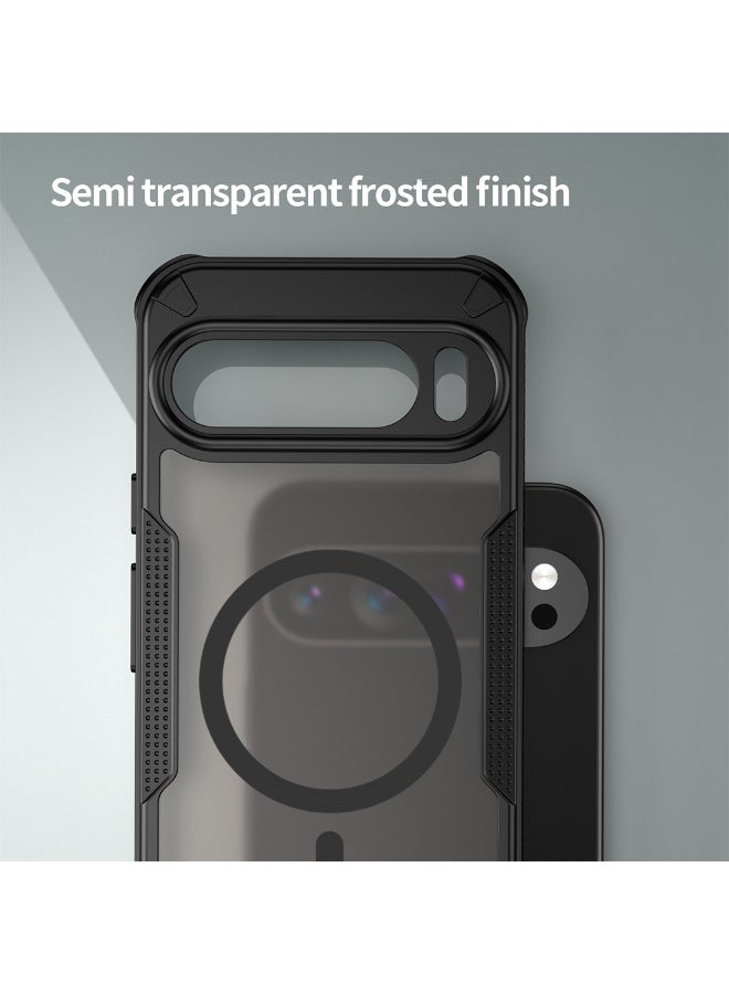 غطاء حمايه لهاتف جوجل بيكسل 9 برو جراب ارمور مغناطيسي ياتي بحواف مرتفعة حول الشاشة وعدسة الكاميرا تساعد على منع الخدوش - اسود - Image 4