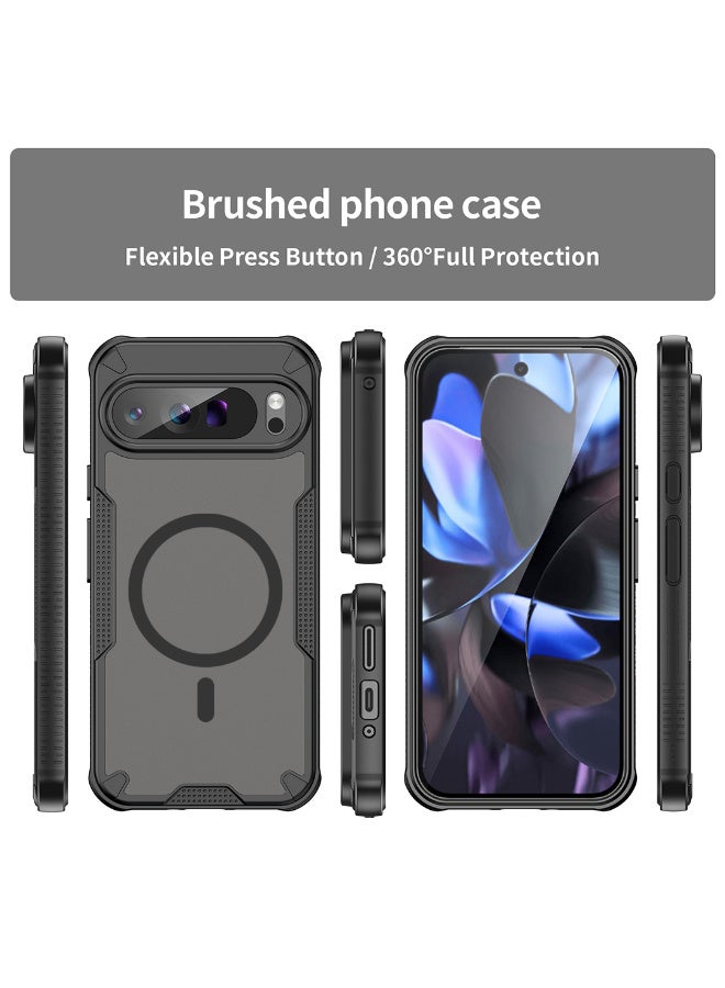 غطاء حمايه لهاتف جوجل بيكسل 9 برو جراب ارمور مغناطيسي ياتي بحواف مرتفعة حول الشاشة وعدسة الكاميرا تساعد على منع الخدوش - اسود - Image 3