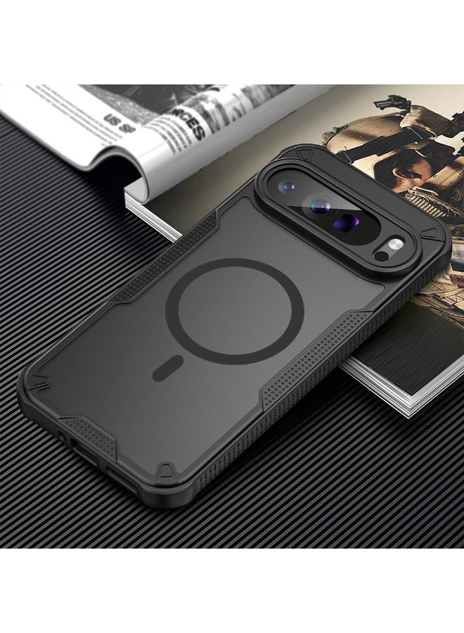 غطاء حمايه لهاتف جوجل بيكسل 9 برو جراب ارمور مغناطيسي ياتي بحواف مرتفعة حول الشاشة وعدسة الكاميرا تساعد على منع الخدوش - اسود - Image 2