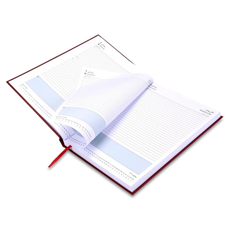 FIS 2026 A4 Diary, 210x297mm Size, 1 Side Padded Vinyl Cover, 1 Day a Page Format, Arabic/English, 60gsm White Paper, Maroon Cover-FSDI42AEN26MR - Image 4