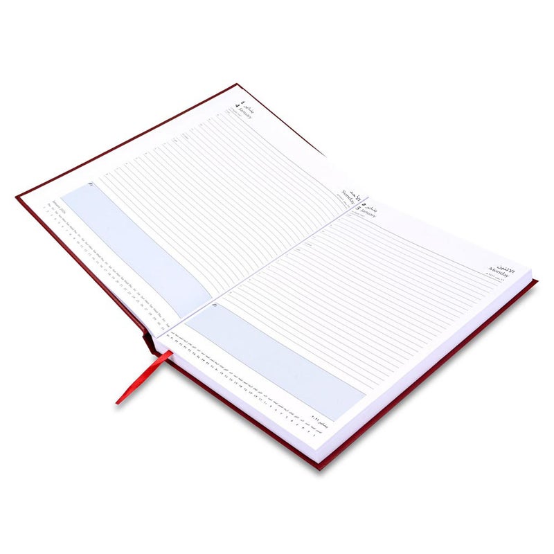 FIS 2026 A4 Diary, 210x297mm Size, 1 Side Padded Vinyl Cover, 1 Day a Page Format, Arabic/English, 60gsm White Paper, Maroon Cover-FSDI42AEN26MR - Image 3