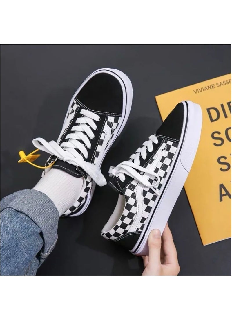 Vans black and white checkered canvas shoes size 36
