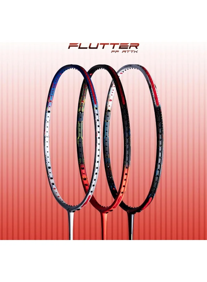 HUNDRED Flutter S Ctrl Carbon Fibre Unstrung Badminton Racket With Full Racket Cover For Intermediate Players (80G, Maximum String Tension - 32Lbs)