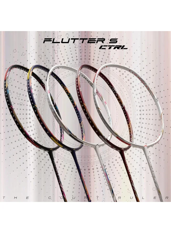 HUNDRED Flutter S Ctrl Carbon Fibre Unstrung Badminton Racket With Full Racket Cover For Intermediate Players (80G, Maximum String Tension - 32Lbs)