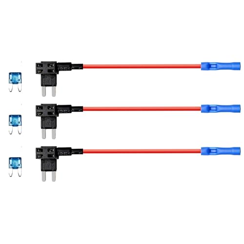 KMH 12V Mini Fuse Tap Adapter Kit Add-A-Circuit with Dual Slot Holder for Mini Blade Car Fuses, Easy Installation, Universal for Cars, SUVs, Trucks, Motorcycles, DIY (Pack fo 3) - Image 1
