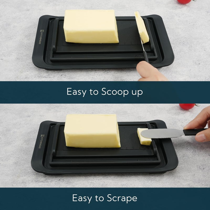 KITCHENDAO Airtight Butter Dish with Lid and Knife, Plastic Butter Dish for Countertop and Refrigerator, Keep Butter Fresh, Easy Scoop-Dishwasher Safe-butter Tray for West/ East Coast Butter, Black - Image 4
