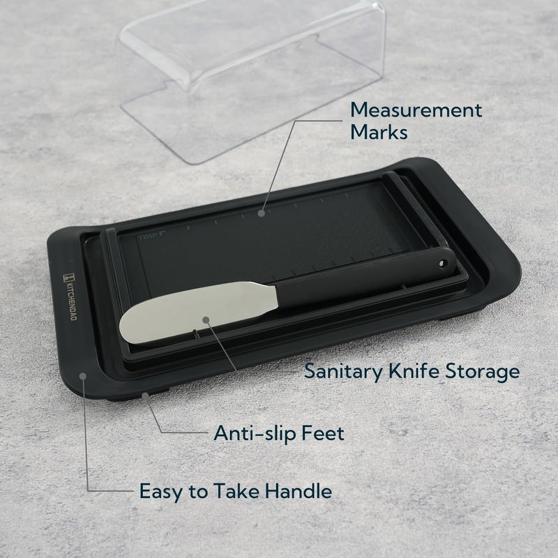 KITCHENDAO Airtight Butter Dish with Lid and Knife, Plastic Butter Dish for Countertop and Refrigerator, Keep Butter Fresh, Easy Scoop-Dishwasher Safe-butter Tray for West/ East Coast Butter, Black - Image 5