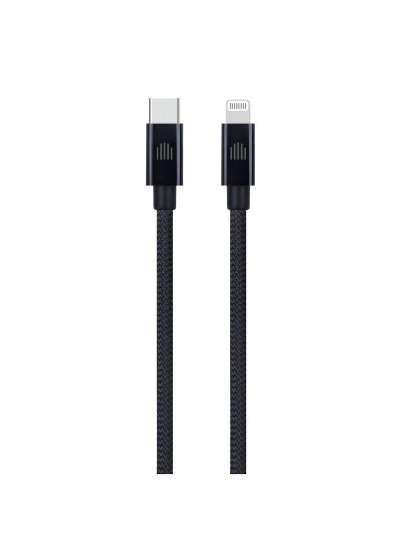 DVICED USB-C to lightning Charging & Data transfer 1.25m nylon cable  - Black - Image 1