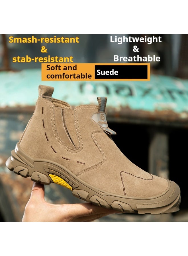 Men's steel-toe safety shoes, lightweight and comfortable, puncture-proof and slip-resistant, wear-resistant and durable, comfortable for long periods of standing, lightweight and breathable, work shoes that can also be worn as fashionable athletic shoes. - Image 1