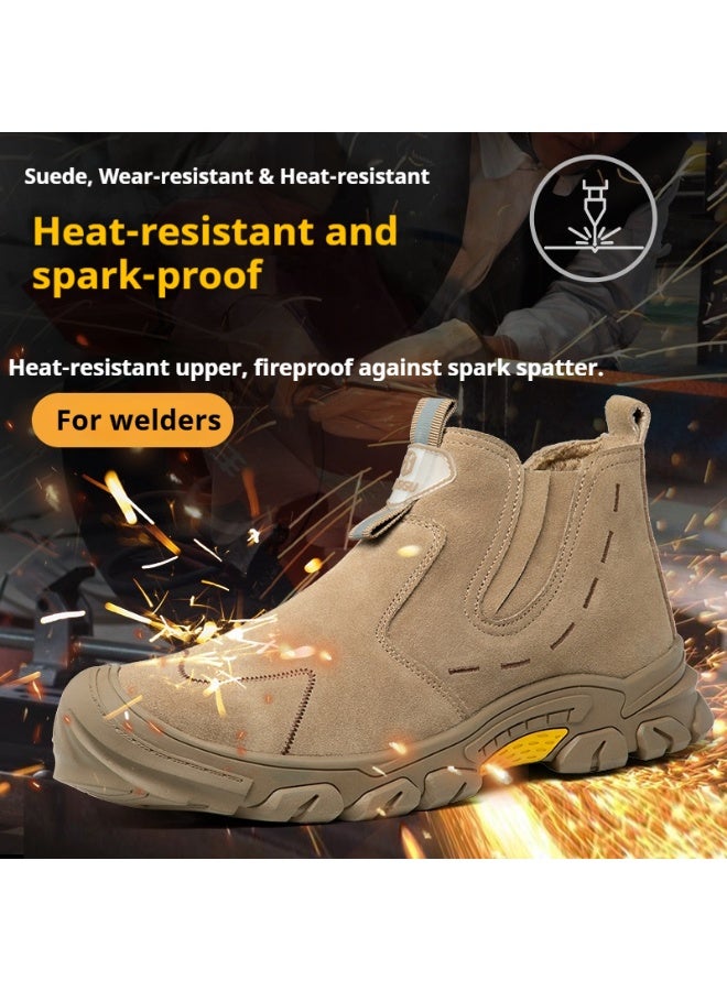 Men's steel-toe safety shoes, lightweight and comfortable, puncture-proof and slip-resistant, wear-resistant and durable, comfortable for long periods of standing, lightweight and breathable, work shoes that can also be worn as fashionable athletic shoes. - Image 2