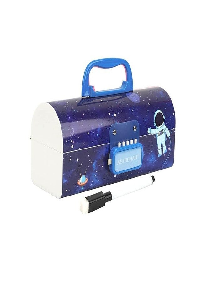 PEZYOX Plastic Kids Pen & Pencil Box with Suitcase Style Password Lock, Multi-Layer Stationery Organizer Case for Boys & Girls, School Return Gifts, and Birthday Favors (Astronaut-Space) - Image 1
