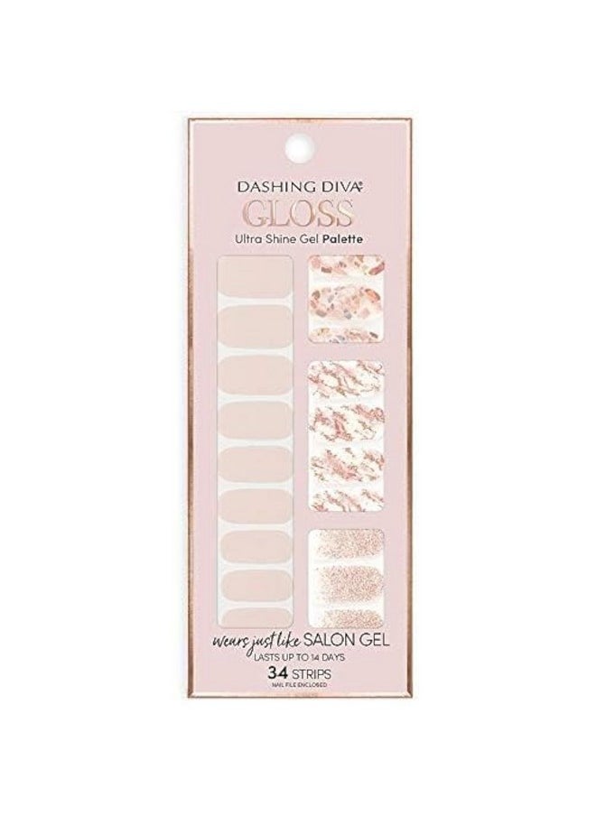 DASHING DIVA Gloss Ultra Shine Gel Nail Strips 34 Strips & Nail File (Crystal Clear)  - Image 1
