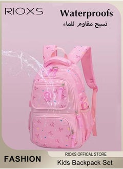 RIOXS Kids Backpack, 3 Pcs Bow Printing Backpack Sets, Girls Bowknot Primary Schoolbag, Junior High University School Bag Bookbag, Travel Daypack Shoulder Bag, School Bags With Lunch Box And Pencil Case  - Image 2