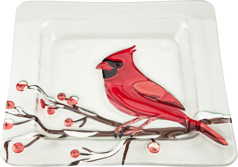 Mud Pie Cardinal Glass Plates 9 x 9 RED - Image 1