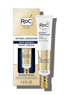 RoC Retinol Correxion Deep Wrinkle Anti-Aging Night Cream, Daily Face Moisturizer with Shea Butter, Glycolic Acid and Squalane, Skin Care Treatment, 1 Ounces (Packaging May Vary)