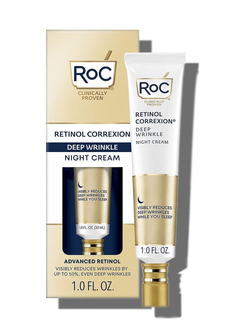 RoC - RoC Retinol Correxion Deep Wrinkle Anti-Aging Night Cream, Daily Face Moisturizer with Shea Butter, Glycolic Acid and Squalane, Skin Care Treatment, 1 Ounces (Packaging May Vary) - Image 1