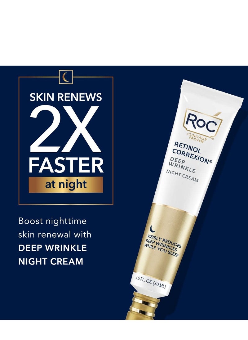 RoC - RoC Retinol Correxion Deep Wrinkle Anti-Aging Night Cream, Daily Face Moisturizer with Shea Butter, Glycolic Acid and Squalane, Skin Care Treatment, 1 Ounces (Packaging May Vary) - Image 1