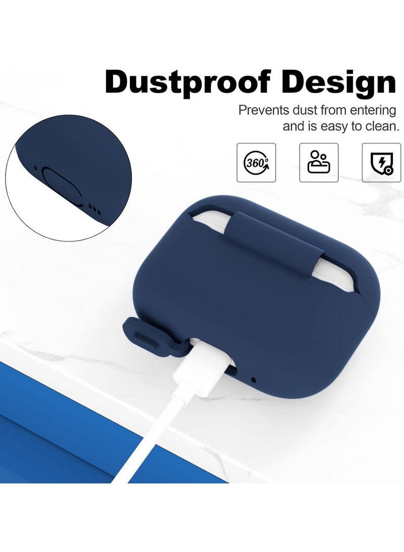 أكاليكس غطاء حافظة AirPods Pro ، ملحقات جلدية واقية من السيليكون مع سلسلة مفاتيح لسماعات Apple AirPods Pro الجيل الثاني، شاشة LED أمامية، أزرق - Image 5