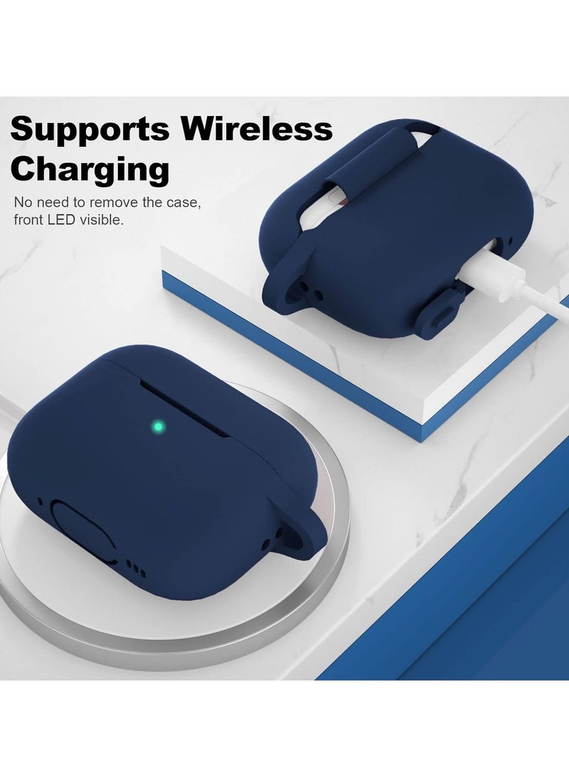 أكاليكس غطاء حافظة AirPods Pro ، ملحقات جلدية واقية من السيليكون مع سلسلة مفاتيح لسماعات Apple AirPods Pro الجيل الثاني، شاشة LED أمامية، أزرق - Image 3