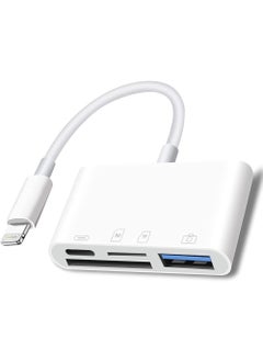 Rock Pow Lightning to SD Card Reader - 4 in 1 Memory Card Adapter for iPhone with USB Female OTG Compatible with SD/TF Cards Portable and Fast Charging  - Image 1