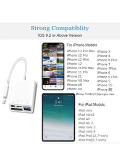 Rock Pow Lightning to SD Card Reader - 4 in 1 Memory Card Adapter for iPhone with USB Female OTG Compatible with SD/TF Cards Portable and Fast Charging  - Image 4
