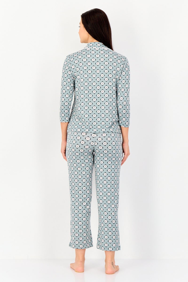 Jones New York Women 2 Pcs Allover Print Top And Bottom Pyjama Set, Multicolor - Image 2