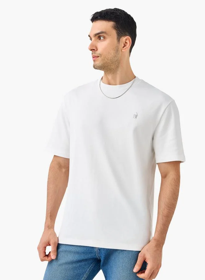 Emperor Logo Print Crew Neck T-shirt with Short Sleeves