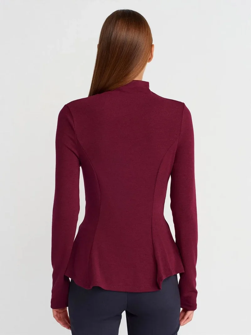 ديلفين Dilvin Fitted Half-Turtleneck Peplum Blouse