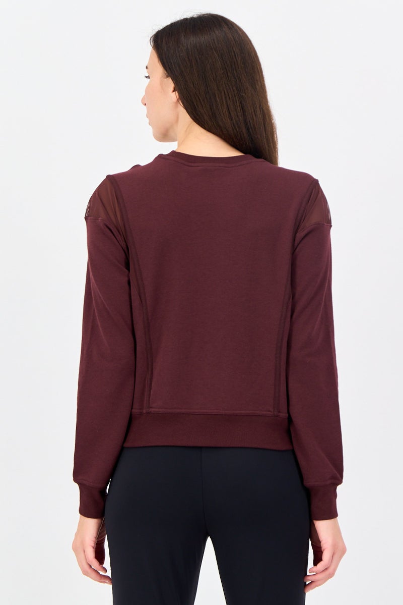 Nike Women Dri-Fit Long Sleeve Training Sweatshirt, Burgundy - Image 2