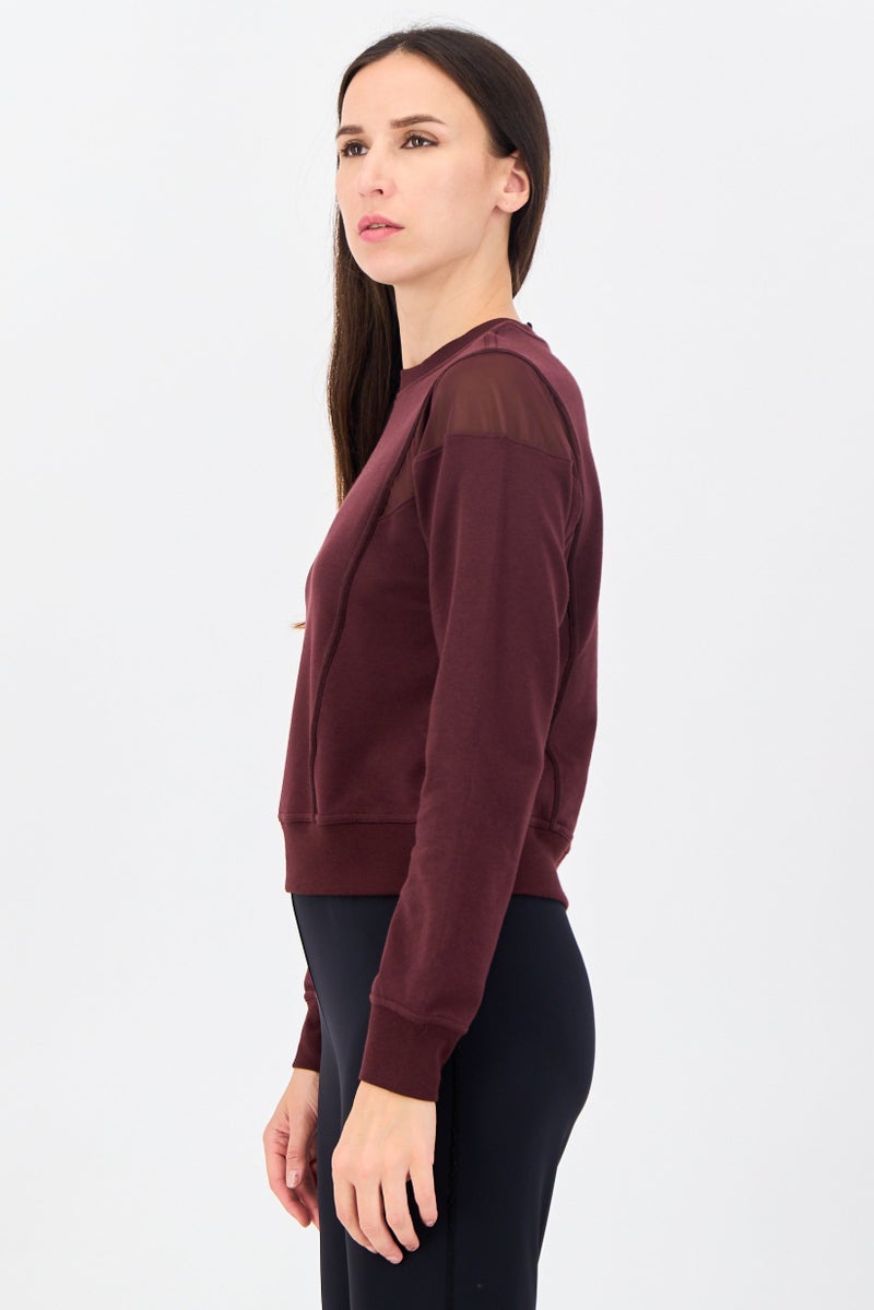 Nike Women Dri-Fit Long Sleeve Training Sweatshirt, Burgundy - Image 3