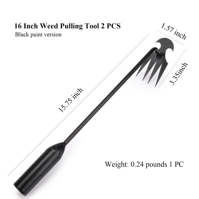 WMM Weed Puller Tool Gardening Tools Set of 2 Uprooting Weed Pulling Tool, 4 Teeth Manganese Steel Forged Weeding Tool for Vegetable, Portable Hand Weeder Tool for Garden Farm Planting Weeding - Image 2