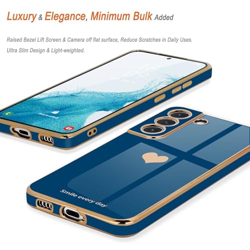 Teageo for Samsung Galaxy S25 Plus Case for Women Girl Cute Love-Heart Luxury Bling Soft Back Cover Full Camera Protection Silicone Shockproof Phone Case for Galaxy S25 Plus, Navy Blue - Image 4
