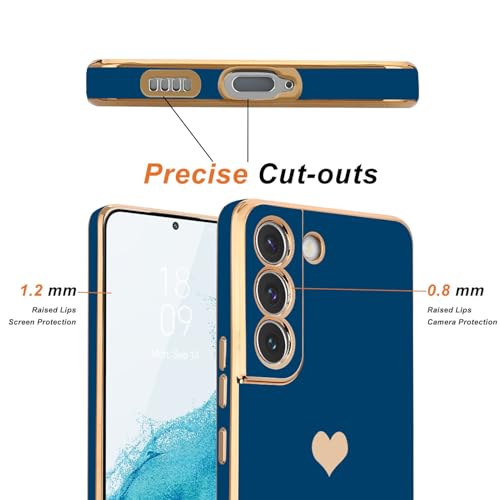 Teageo for Samsung Galaxy S25 Plus Case for Women Girl Cute Love-Heart Luxury Bling Soft Back Cover Full Camera Protection Silicone Shockproof Phone Case for Galaxy S25 Plus, Navy Blue - Image 3