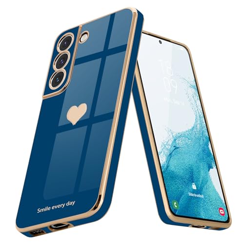 Teageo for Samsung Galaxy S25 Plus Case for Women Girl Cute Love-Heart Luxury Bling Soft Back Cover Full Camera Protection Silicone Shockproof Phone Case for Galaxy S25 Plus, Navy Blue - Image 1
