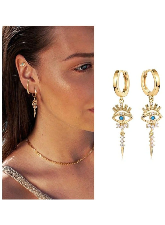 Mevecco Women Gold Huggie Hoop Earrings Dangle Drop 14K Gold Filled Small Boho Beach Simple Delicate Handmade Hypoallergenic Jewelry Gift - Image 3