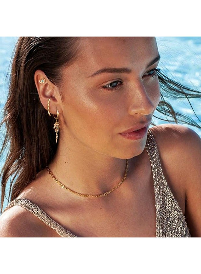 Mevecco Women Gold Huggie Hoop Earrings Dangle Drop 14K Gold Filled Small Boho Beach Simple Delicate Handmade Hypoallergenic Jewelry Gift - Image 2