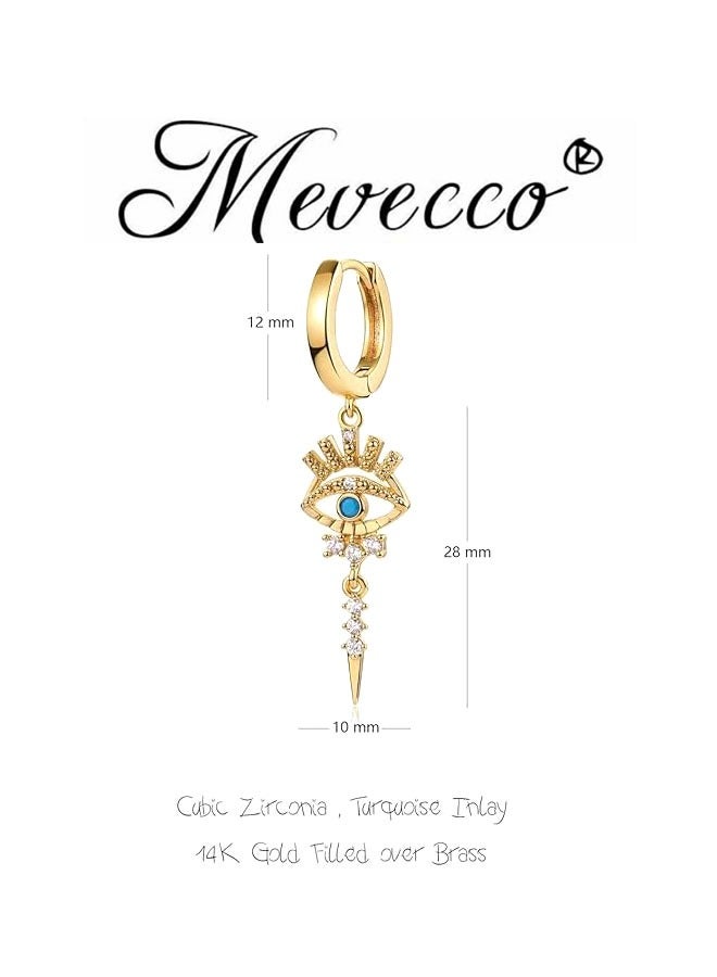 Mevecco Women Gold Huggie Hoop Earrings Dangle Drop 14K Gold Filled Small Boho Beach Simple Delicate Handmade Hypoallergenic Jewelry Gift - Image 4