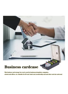 SYOSI 500 Capacity Card Holder Business Card Storage Box, Desktop Card Organizer Card Box with Dividers Business Card Holder with Index Tabs Networking Card Organizer for 500 Cards Storage  - Image 5