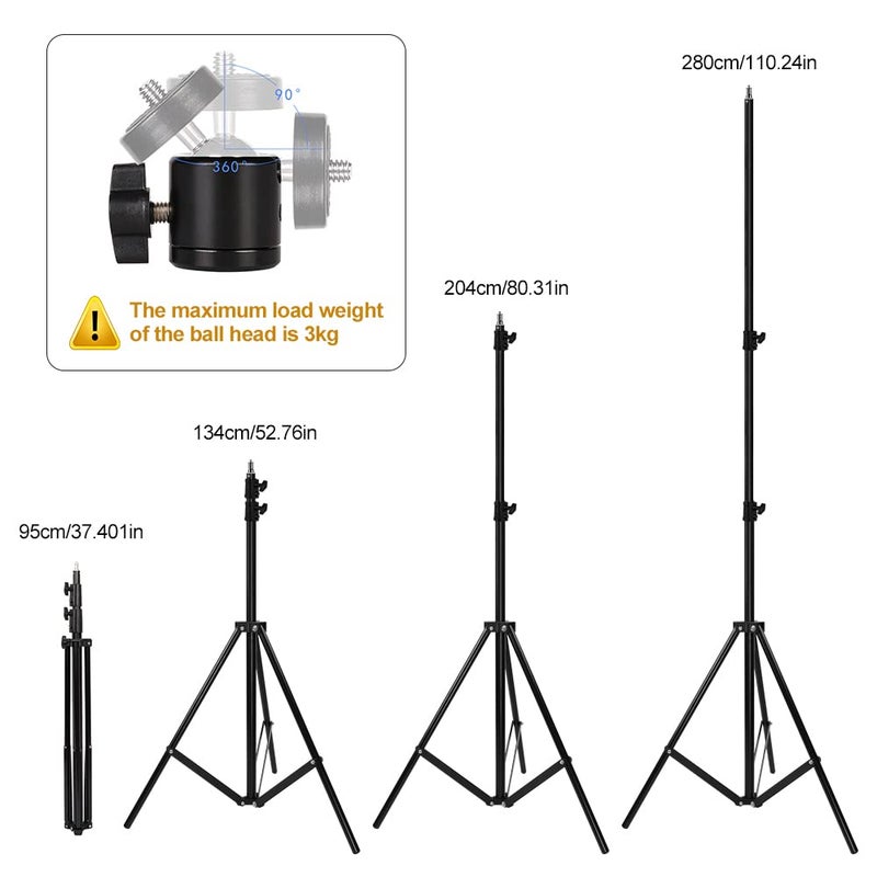 ITOTIN Heavy Duty Light Stand 9.5 Feet/2.8 Meters Adjustable Spring Cushioned Metal Photography Tripod Stand for Photo Studio Speedlight, Ring Light, Photographic Equipments Thickening Flash Stand - Image 2