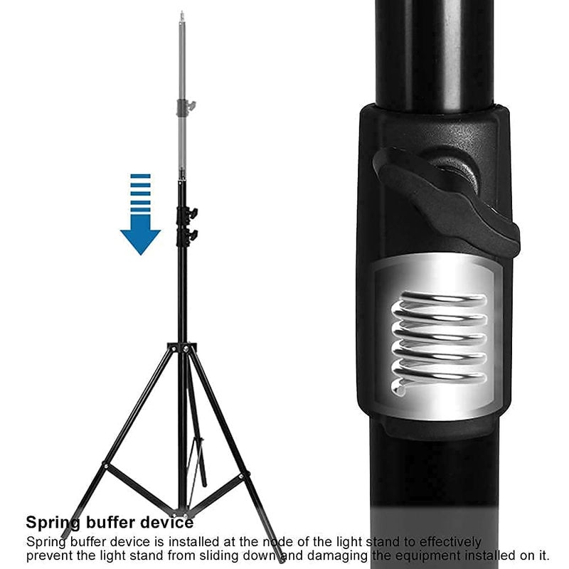 ITOTIN Heavy Duty Light Stand 9.5 Feet/2.8 Meters Adjustable Spring Cushioned Metal Photography Tripod Stand for Photo Studio Speedlight, Ring Light, Photographic Equipments Thickening Flash Stand - Image 4