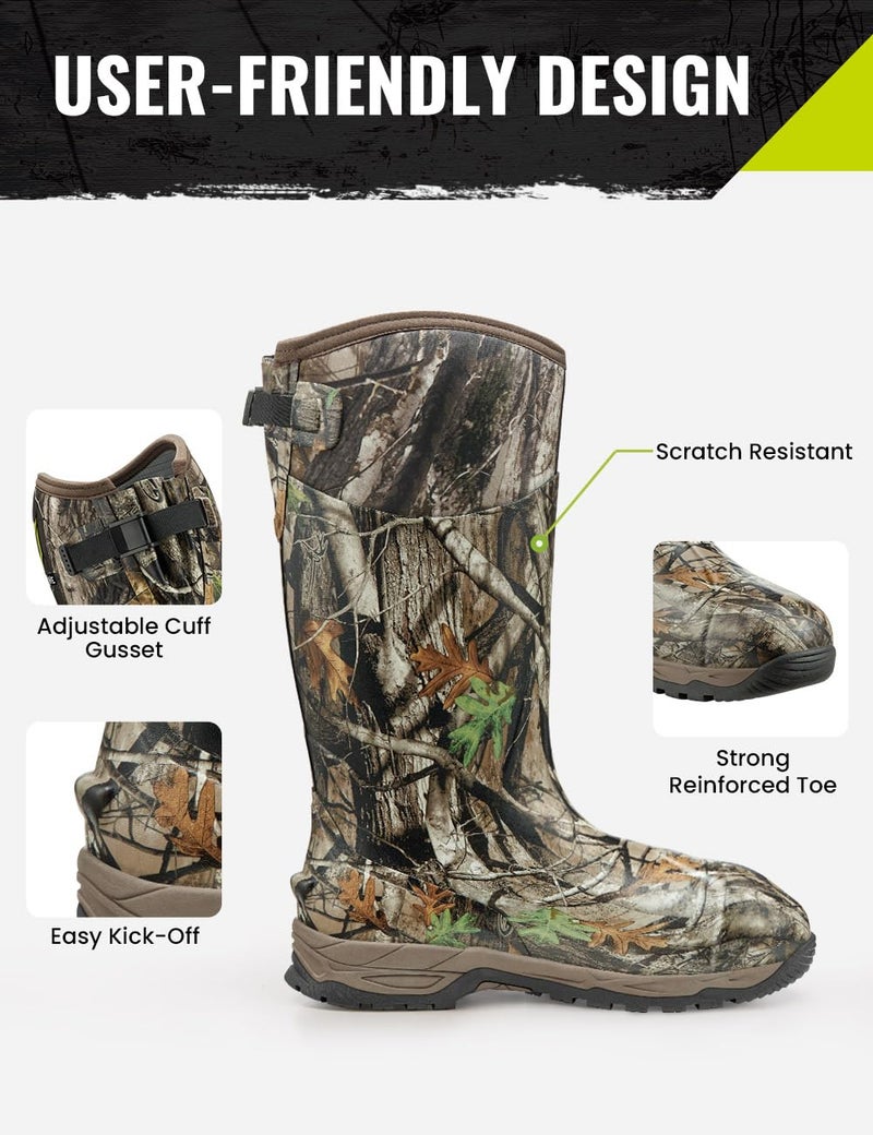 TIDEWE Rubber Hunting Boots, Waterproof Insulated Next Camo G2 Warm Rubber Boots with 7mm Neoprene, Sturdy Outdoor Hunting Boots for Men (Size 7) - Image 5
