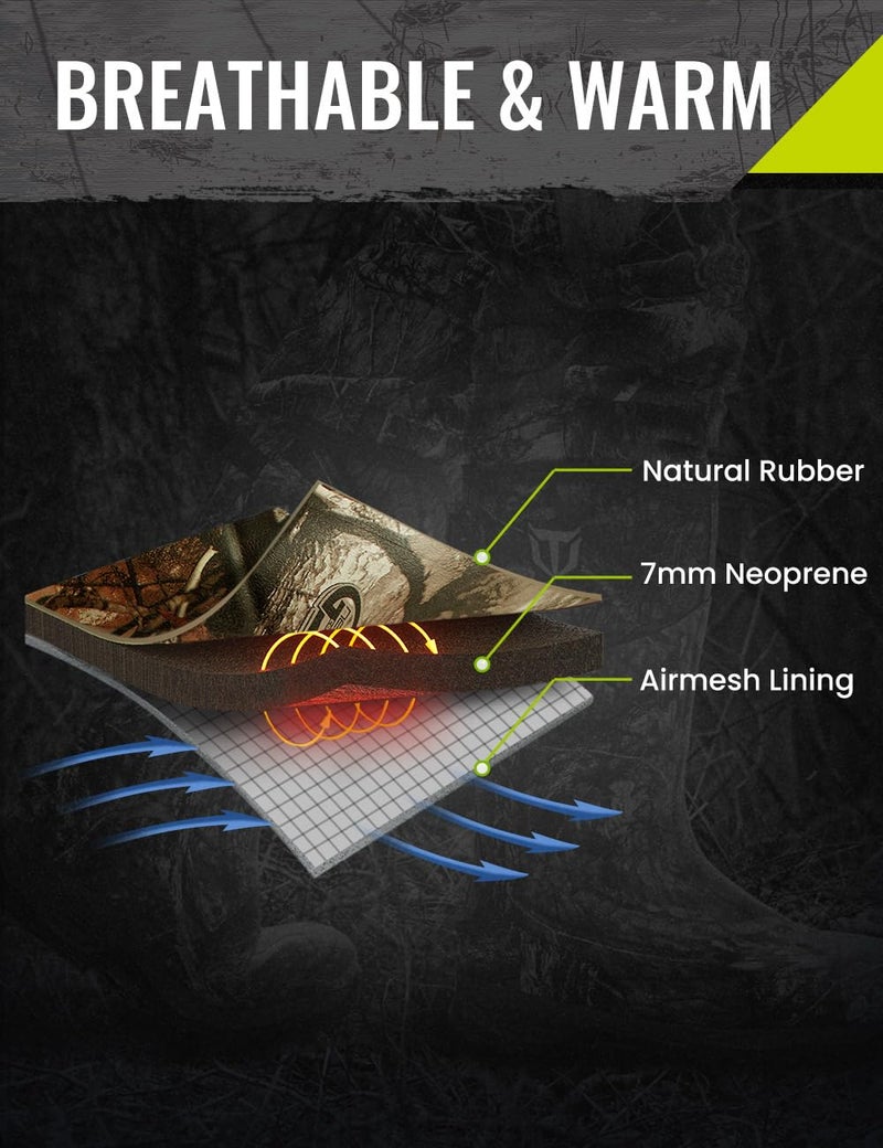 TIDEWE Rubber Hunting Boots, Waterproof Insulated Next Camo G2 Warm Rubber Boots with 7mm Neoprene, Sturdy Outdoor Hunting Boots for Men (Size 7) - Image 4