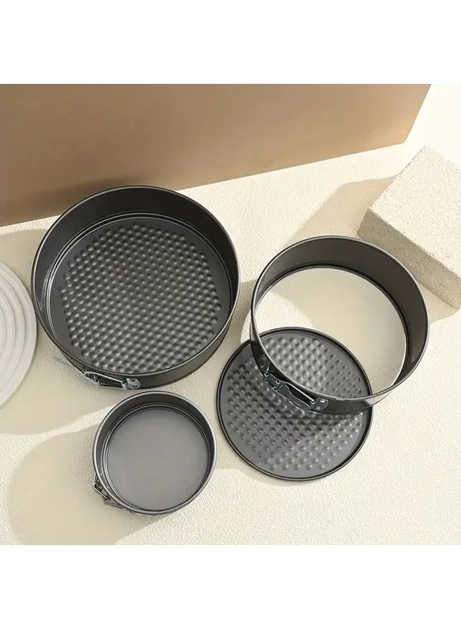 3pcs Nonstick Carbon Steel Round Springform Pan Set 4 Inch 7 Inch 9 Inch Black Baking Pans With Removable Clasps Oven And Dishwasher Safe Cheesecake Mousse Torte Multisize Layered Dessert Molds For Home And Professional Bakers - Image 2