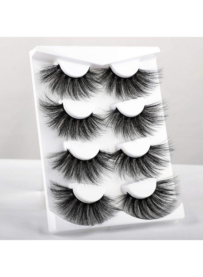 wiwoseo 25MM Lashes False Eyelashes Long Dramatic Faux Mink Fake Eye Lashes Thick Cross Fluffy Volume 4 Pairs Pack - Image 3