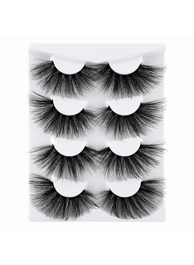 wiwoseo 25MM Lashes False Eyelashes Long Dramatic Faux Mink Fake Eye Lashes Thick Cross Fluffy Volume 4 Pairs Pack - Image 2