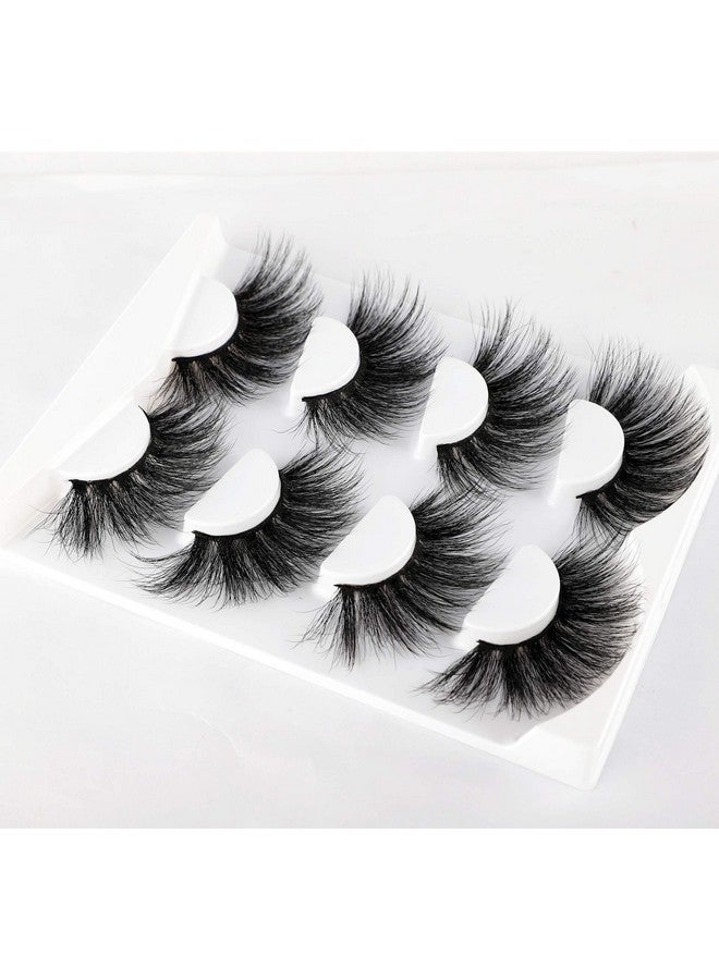wiwoseo 25MM Lashes False Eyelashes Long Dramatic Faux Mink Fake Eye Lashes Thick Cross Fluffy Volume 4 Pairs Pack - Image 4
