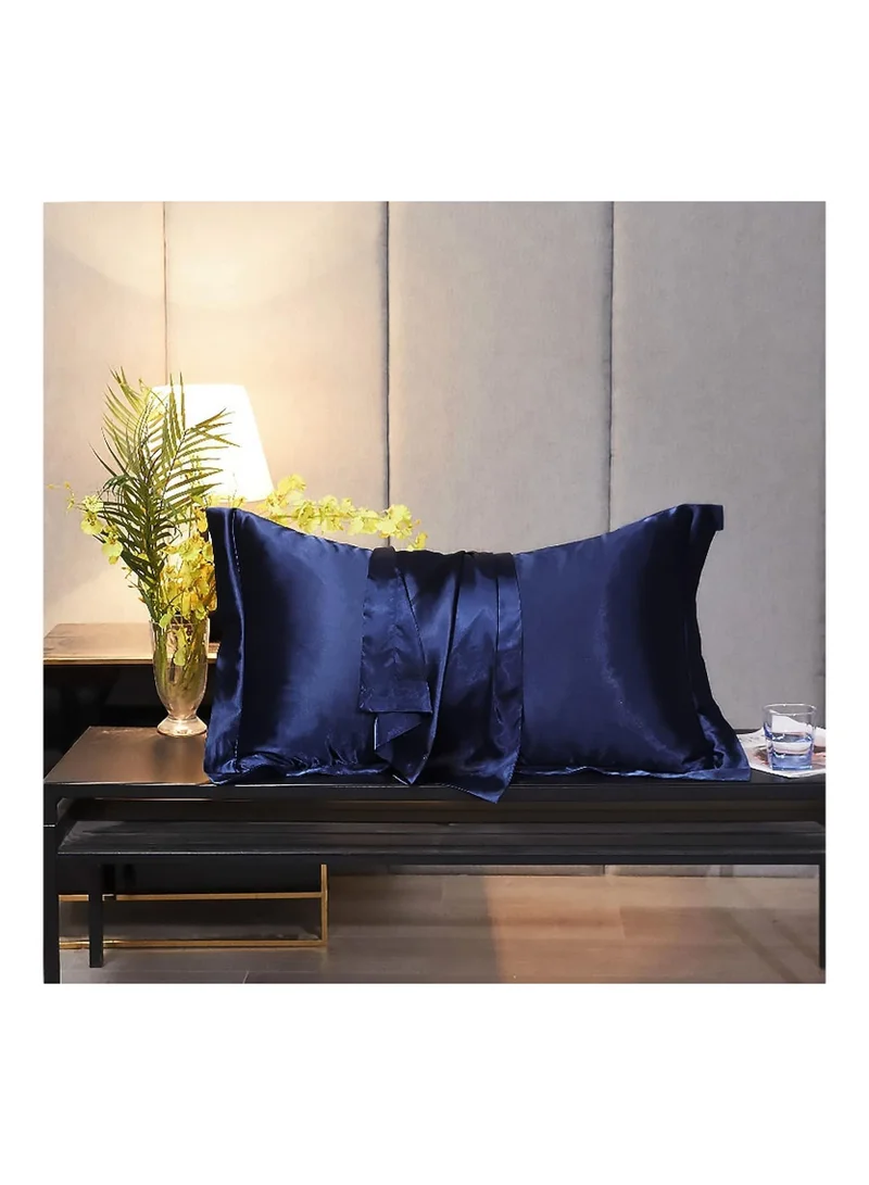 MahMir MahMir® Silk Satin Pillowcase for Hair and Skin Queen - Blue Silk Pillowcase 2 Pack 76L x 51W CM (20x30 Inches) - Satin Pillow Cases Set of 2 with Envelope Closure (2pcs Blue)