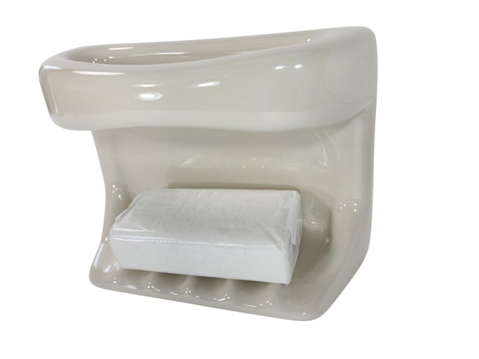 BEIGE BONE ALMOND CERAMIC SOAP DISH TRAY CLOTH BAR WASHCLOTH HOLDER BATH SHOWER BATHTUB