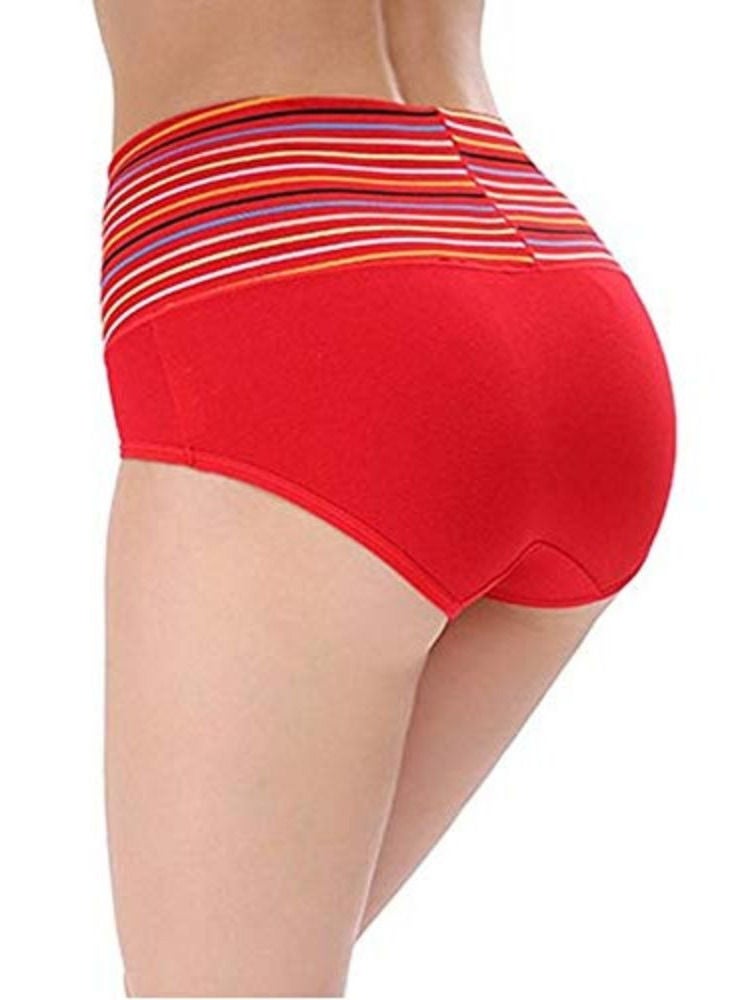 Glamroot Women's Cotton Spandex High Waist Tummy Control Panty Black/Red Pack Of 2 - Image 4